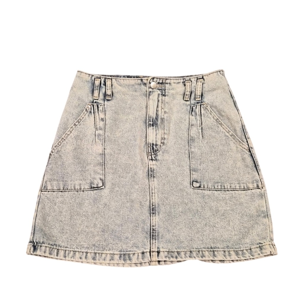 LC Waikiki Acid Wash Denim Mini Skirt Light Blue A-Line Size 38 S3IT20Z8